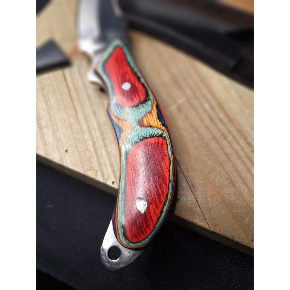 Chipaway Cutlery The Guardian Fixed Blade Knife Surgical Steel Colored Wood